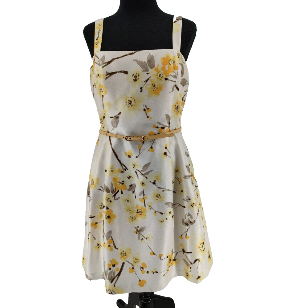 Jessica H. Woman Petite Yellow Summer Fit Flare Dress Size 12P Lined Petticoat